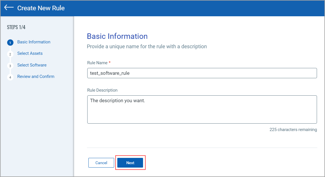 Software Rule Basic Information.